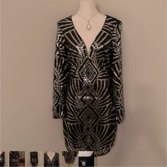 VENUS Dresses & Skirts - NWT Black Sequin Embellished Dress 6
